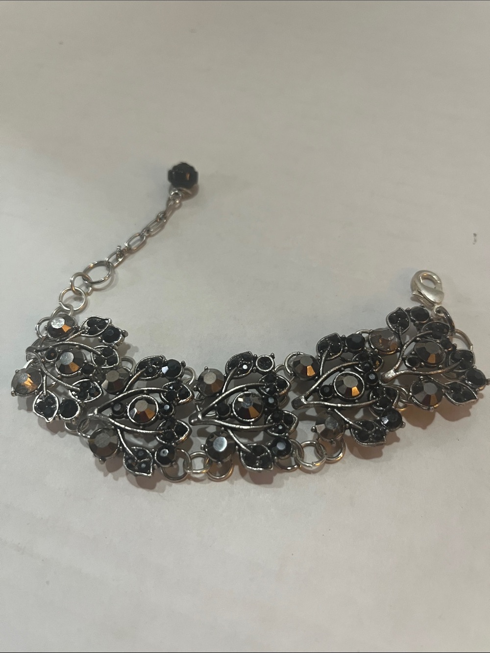 Onyx And Purple Crystal Link Bracelet